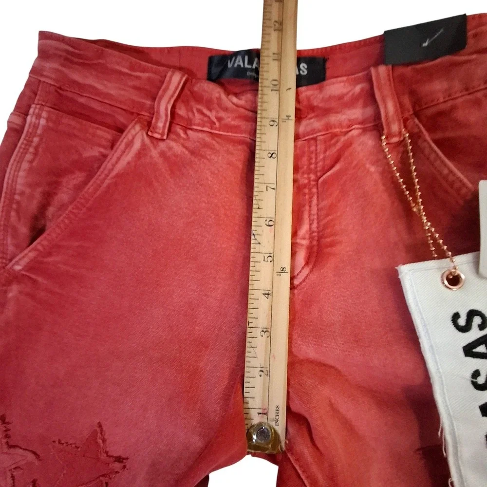 Valabasas V-Star Red Wash Distressed Star Patchwork Flare Jeans Mens 29 NEW